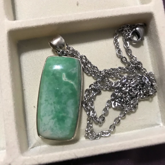 New Sterling Silver Variscite Pendant Necklace Greens Crystal Gemstone - Picture 4 of 14